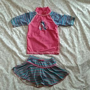 UV Skinz shirt & skirt bottom set, kids sz 5